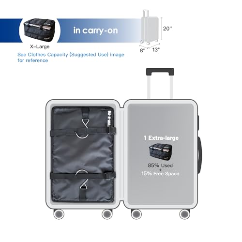 Stow-N-Go Hanging Travel Shelves, Packing Organizer for Luggage. Carry on Closet for Suitcase. Expandable Packing Cube. Travel Essentials. (Black - XL, XL = (L) 17.7" x (W) 11.8")