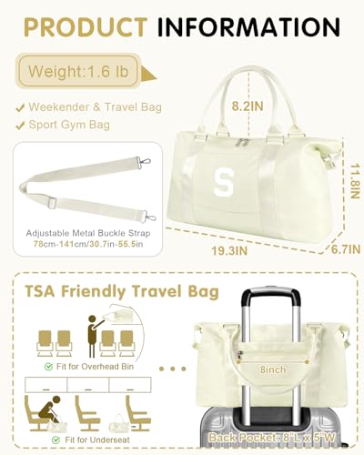 Initial Travel Duffel Bag Sports Gym Bag for Kids Teen Birthday Gifts