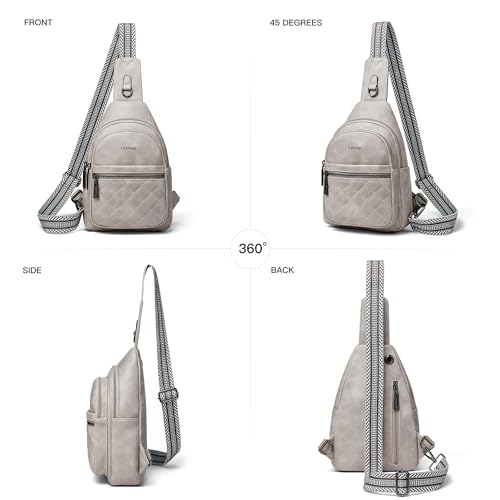 7L Sling Bag For Women Fanny Pack Crossbody Travel Shoulder Belt Bags Tote Backpack Purse Faux Leather Grey