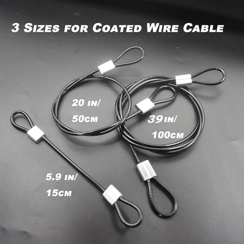 1/8"(3mm) Wire Diam Stainless Steel Cable Eyelets Loops Short Rope Lanyard Safety Tether Chain Lock with Vinyl Coated Cover, 20Pcs 6" Long Red (20 Count)