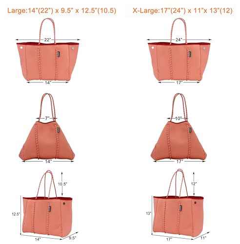 Neoprene Multipurpose Beach Bag Tote with Inner Zipper Pocket