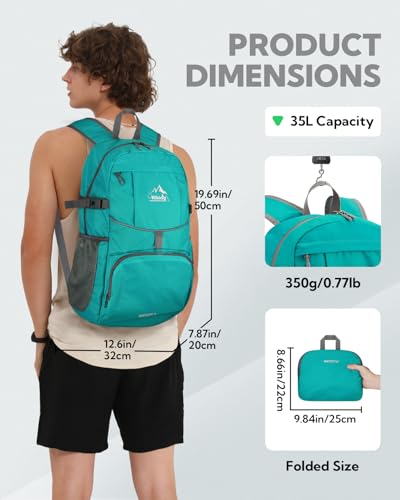 Large Lightweight Packable Hiking Backpack Foldable Travel Daypack