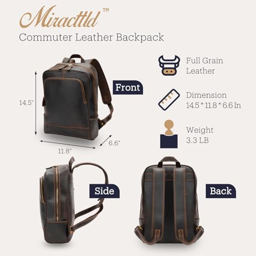 Leather Backpack for Men 15.6" Laptop Backpack 100% Madagascar top