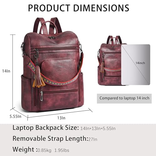 Vegan Leather Laptop Backpack for Women 15.6 inch Work Backpack Fashion Travel Backpack Purse for Business College