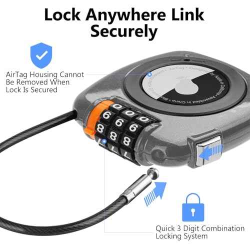 Compatible with Apple AirTag Secure Lock with Wire Cable (2 Count)
