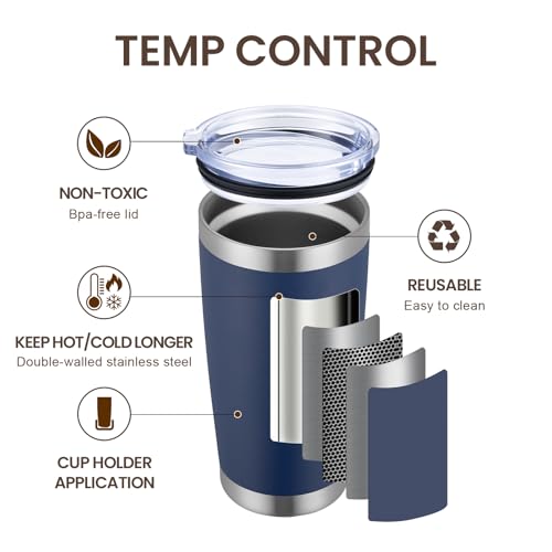 20oz Tumbler 8 Pack Double Wall Vacuum Insulated Travel Mug Bulk