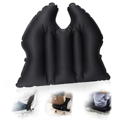 2-in-1 Inflatable Seat Cushion & Lumbar Support,Black