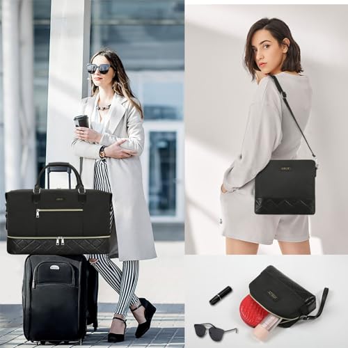 Weekender Bag for Women 21.5" Travel Duffel Large Carry On Bag 3PCS (3 Count)