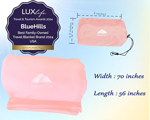 Ultra Compact 2 Pack Travel Blanket Pillows Airplane Large (2 Count)