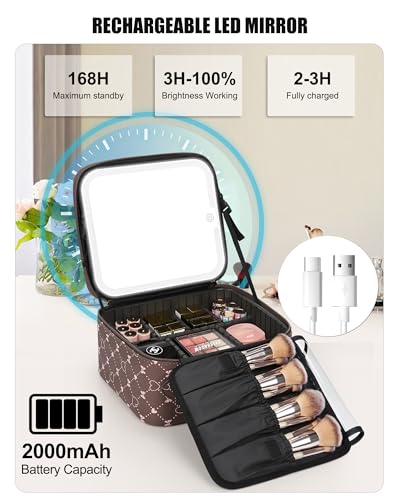Travel Makeup Bag With LED Mirror