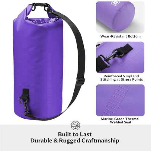 5/10/25/30/40L Waterproof Dry Bag, Medium Lightweight Roll Top Dry Bag Backpack w/Waterproof Phone Case, Kayaking, Travel, Hiking, Fishing, Tubing, Camping, the Beach, Men/Women (Purple)