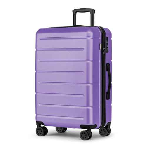 24 Inch Luggage TSA Approved Hardshell Suitcases with Spinner Wheels Durable PC+ABS Medium Checked Travel Luggage for Women Men Lt Purple