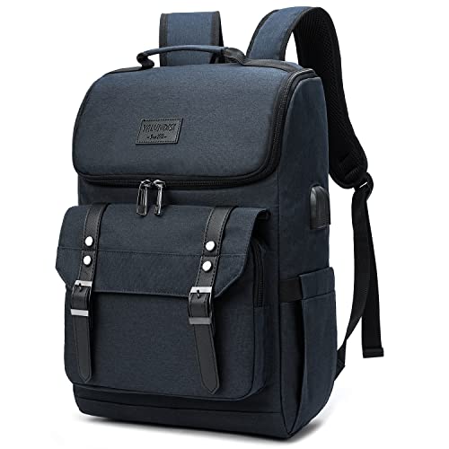 Vintage Backpack Travel Laptop Backpack with usb Charging Port for Women & Men College Backpack Fits 15.6 Inch Laptop Blue