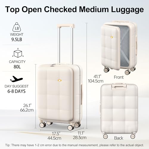 24 Inch Checked Luggage Hardside Suitcase Top Opening Suitcases