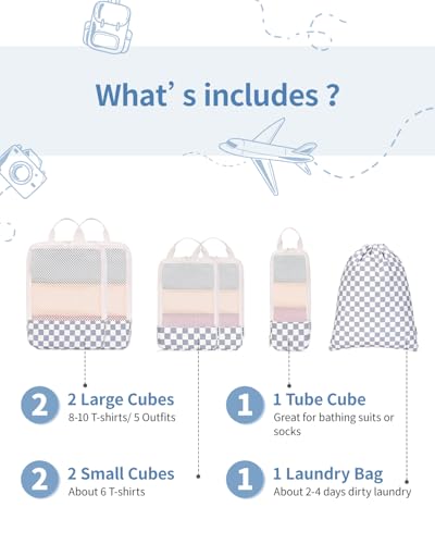 6 Set Compression Packing Cubes for Travel Women Men