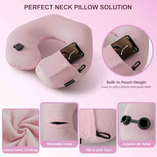 Inflatable Travel Neck Pillow for Airplane to Relieve Neck Pain