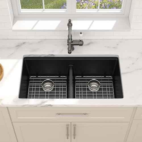33 Inch Granite Composite Kitchen Sink Black Ktichen Sink Workstation 50