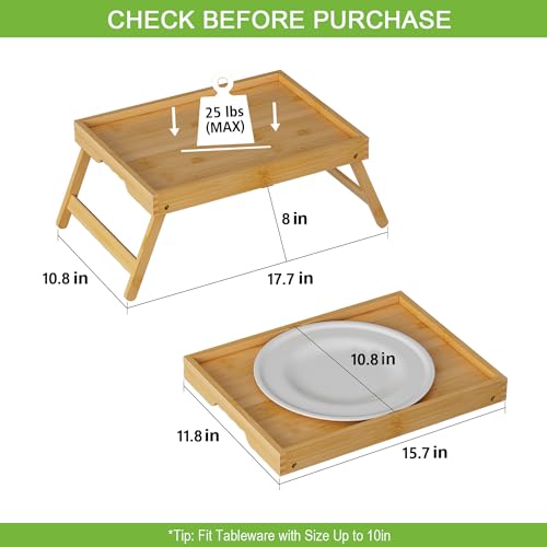 Bamboo Bed Tray Tables with Folding Legs (2 Count)