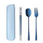 3 PCS Stainless Steel Travel Camping Flatware Set Fork Spoon Chopsticks with Portable Case