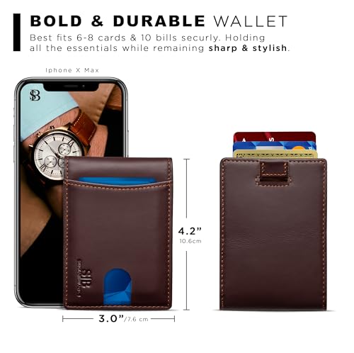 RFID Blocking Slim Bifold Genuine Leather Thin Minimalist Front Pocket Wallets for Men Billfold Wallet Men Gift