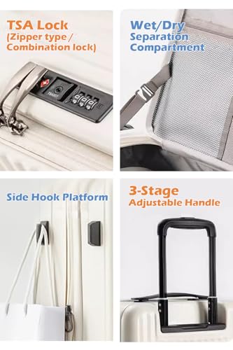 24 Inch Expandable Carry On Luggage with Cup Holder