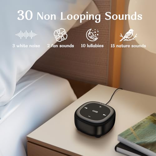 White Noise Sound Machine with 30 Soothing Sounds 36 Adjustable Volume Brown Noise Sound Machines for Sleep Office Privacy Bedroom 4 Timers Memory Function Sleep Sound Machine Baby Adult Elderly Care