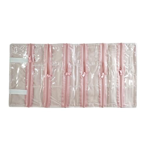 Travel Jewelry Roll Bag Portable Organizer Pouch With Grids&PVC Cover Storage Bags for Necklace