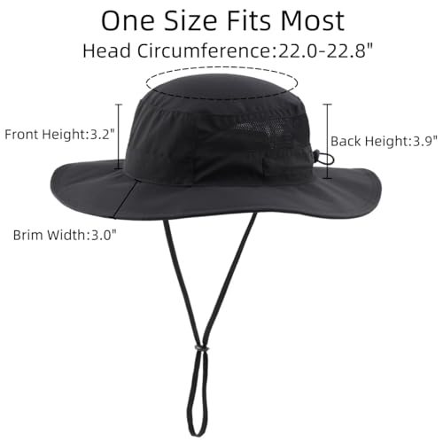 UPF 50+ Sun Protection Hat for Women Ladies Sun Hat Quick Dry Summer Beach Hats Foldable Outdoor Safari Hats Black