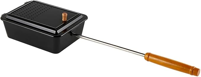 Campfire Popcorn Popper, Old‑Fashioned Carbon Steel Outdoor Popcorn Maker with Long Wood Handle for Camping and Backyard Fire Pits