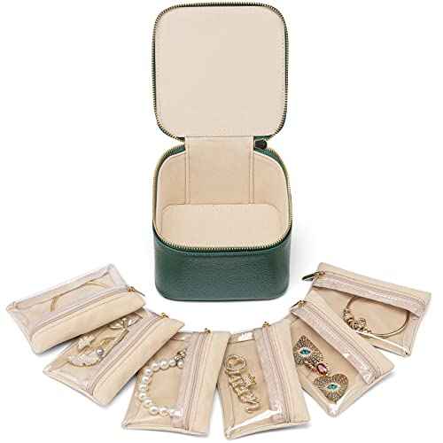 Travel Jewelry Case with Clear 6 Velvet Bags