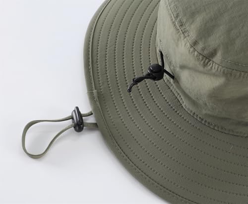 Sun Hat for Men UV Protection Safari Hat for Fishing Hiking Gardening Breathable Cowboy Hat UPF50 Light Army Green