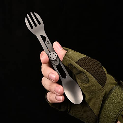 CMB Made Knives Titanium 2 in 1 Folding Fork and Spoon Combo Lightweight Camping Utensil