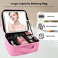 Travel Makeup Bag with LED Mirror and Light Travel Makeup Case Cosmetic Organizer Portable Cosmetic Brush Organizer Bag with Adjustable Dividers for Cosmetics Makeup Brushes Toiletry