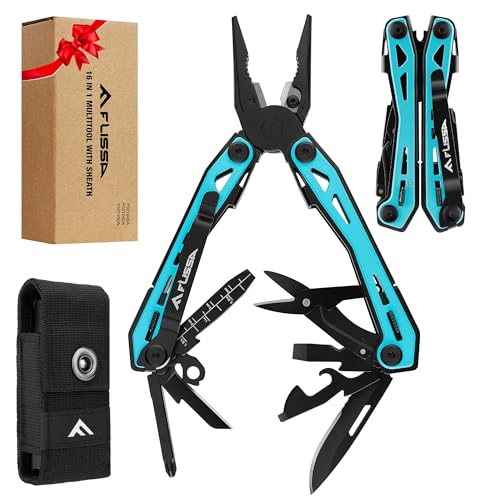 16-In-1 Multi-Tool Pliers, EDC Multitool, Aqua Blue