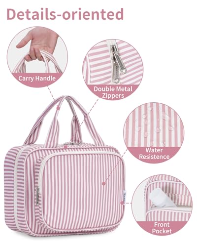 Striped Hanging Toiletry Bag for Women Travel Makeup Bag Organizer Toiletries Bag for Travel Size Essentials Accessories Cosmetics