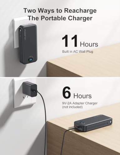 20000mAh Ultra Portable Charger Power Bank with inBuilt Cables&AC Wall Plug