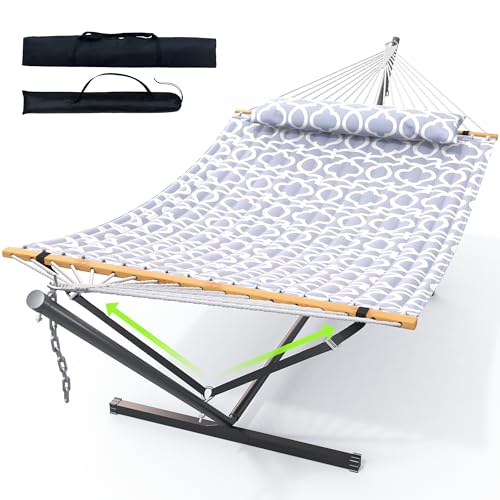 Double Hammock with Stand 500lbs Heavy Duty Outdoor Two Person Round