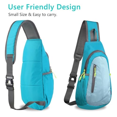 Small Sling Bag Lightweight Crossbody Bag for Women Mens Hiking Backpack Travel Shoulder Bags Chest Daypack for Gym Work Casual Bicking Outdoor Sports Blue Pale Blue