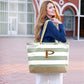 Beach Bag Initial Beach Tote with Makeup Bag for Travel