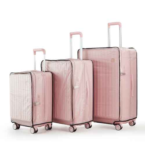 4 Piece Expandable Hardshell Pink Luggage Sets with Spinner Wheels (3 Count)