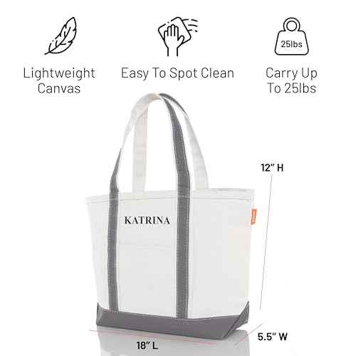 Medium Classic Personalized Monogram Canvas Tote Bag for Women