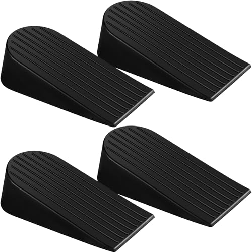 4 Pack Large Door Stoppers Heavy Duty Rubber Stopper for Bottom of Door Wedge Stopper for Home Office (4 Count)