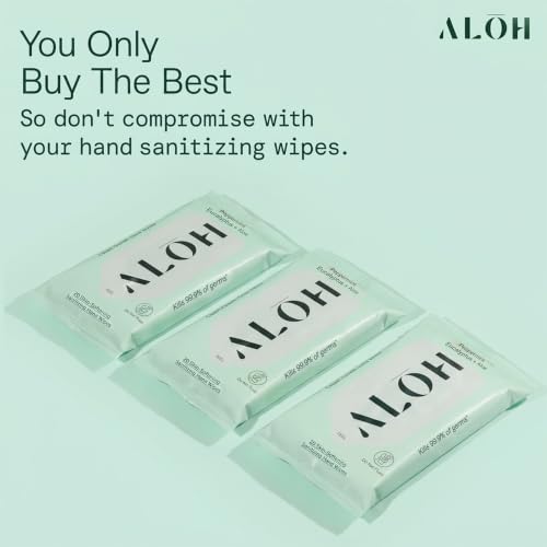 ALŌH Peppermint Eucalyptus + Aloe Hand Sanitizer Wipes (60 Count)