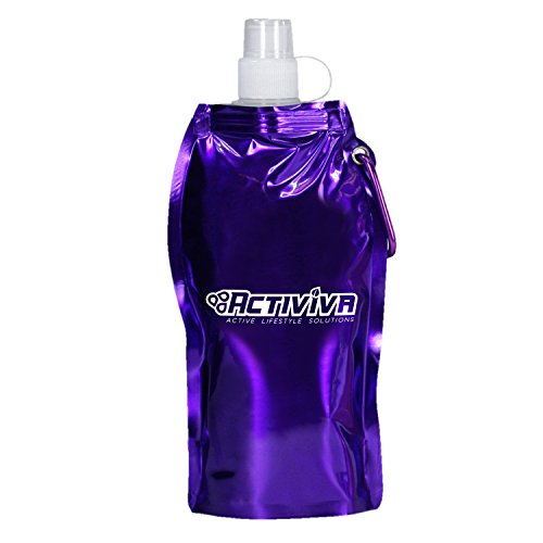 USA Merchant Collapsible Reusable Water Bottle with Carabiner Clip Light Weight Leak Proof Foldable Drinking Water Bottle Non Toxic BPA Free (4 Count)