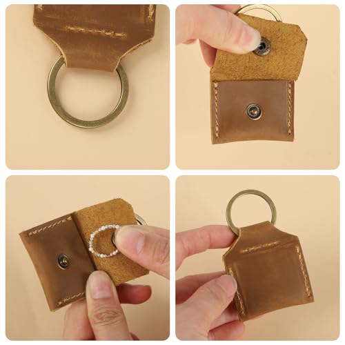 Genuine Leather SD Card Holder Keychain