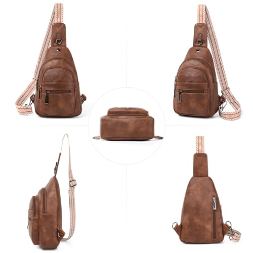7L Sling Bag for Women Vegan Leather Crossbody Purse Chest Bags Fashionable Trendy Fanny Pack with Travel