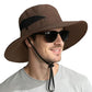 Sun Hats for Men Women Wide Brim UPF 50+ UV Hat Brown