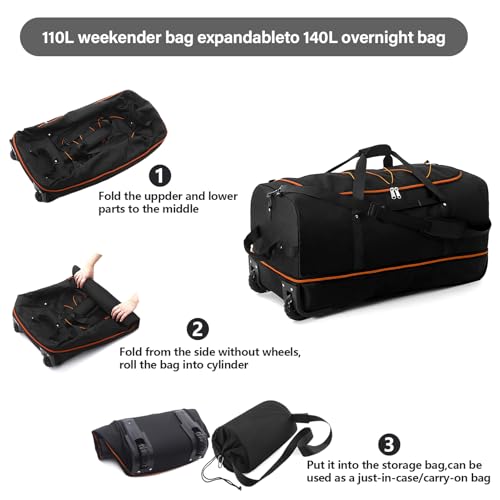 Wheeled Collapsible Duffel Bag 110L