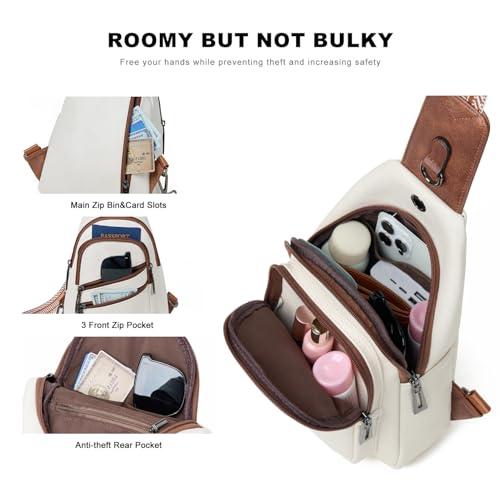 7L Crossboydy Sling Bag for Women Vegan Leather Crossbody Purse Fanny Pack Chest Bag for Travel