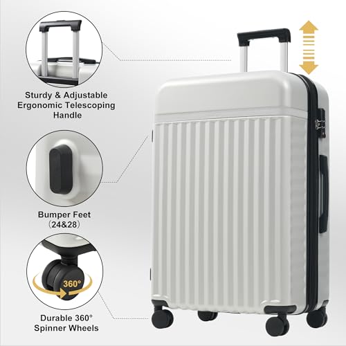Luggage Sets Durable Hardshell 3 Piece Suitcase with Bags (5 Count)